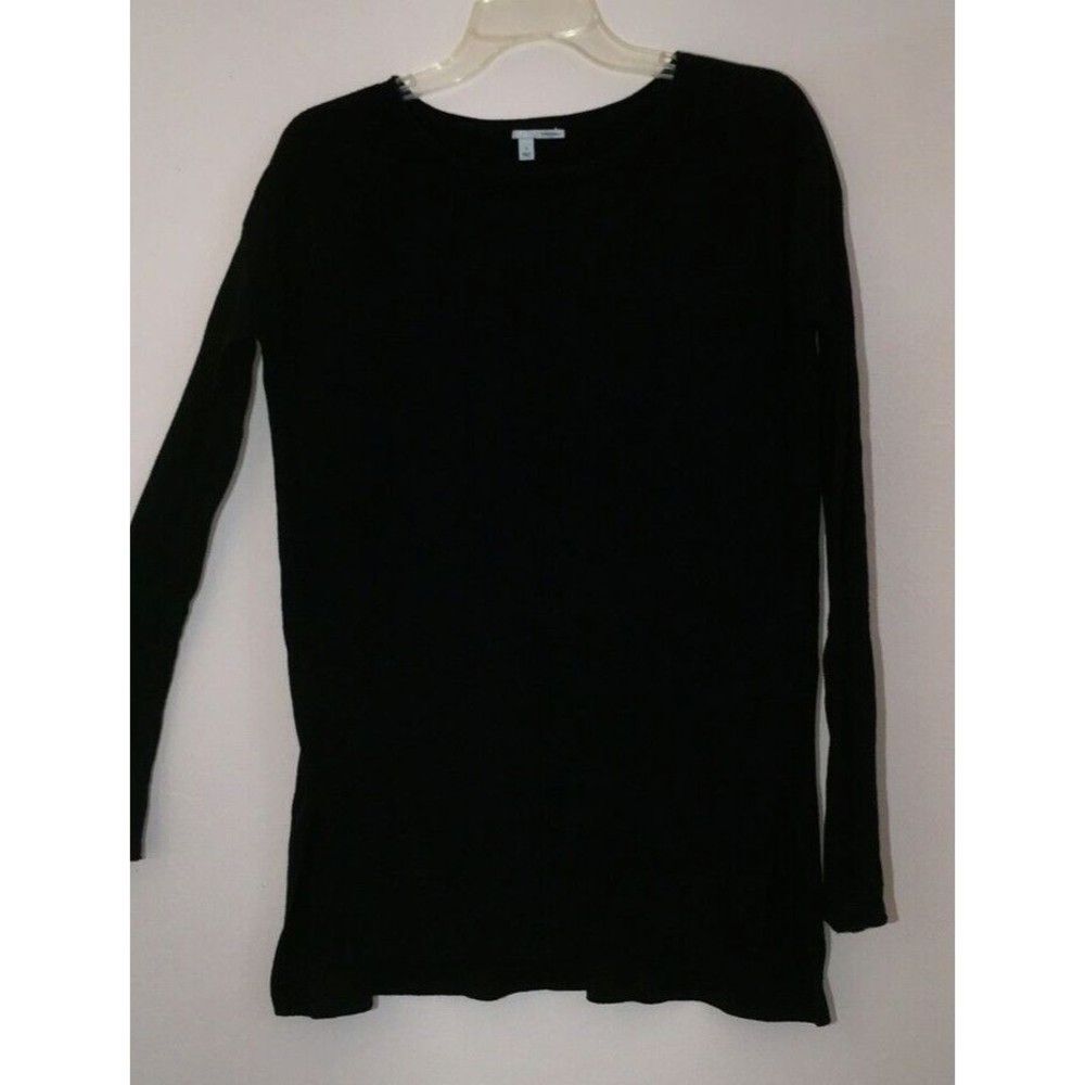 NORDSTROM HALOGEN sz S Solid Black Long Sleeve Tunic Slip On Knit Top